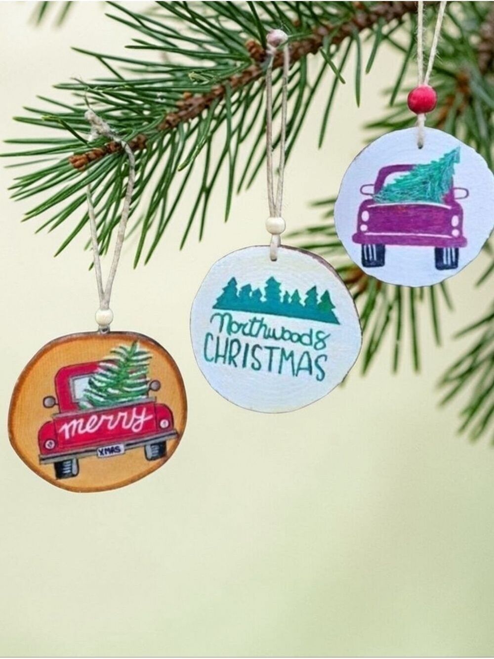 Red Truck Christmas Ornaments Set #CHR5